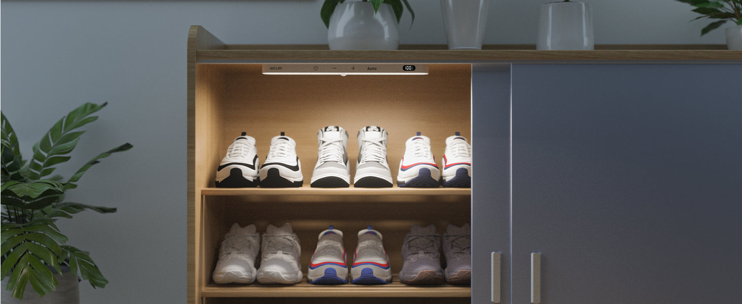 WILLED  Motion Sensor Cabinet Light Battery Display 60 LED Touch Light Bar Wireless Rechargeable Battery Night Light