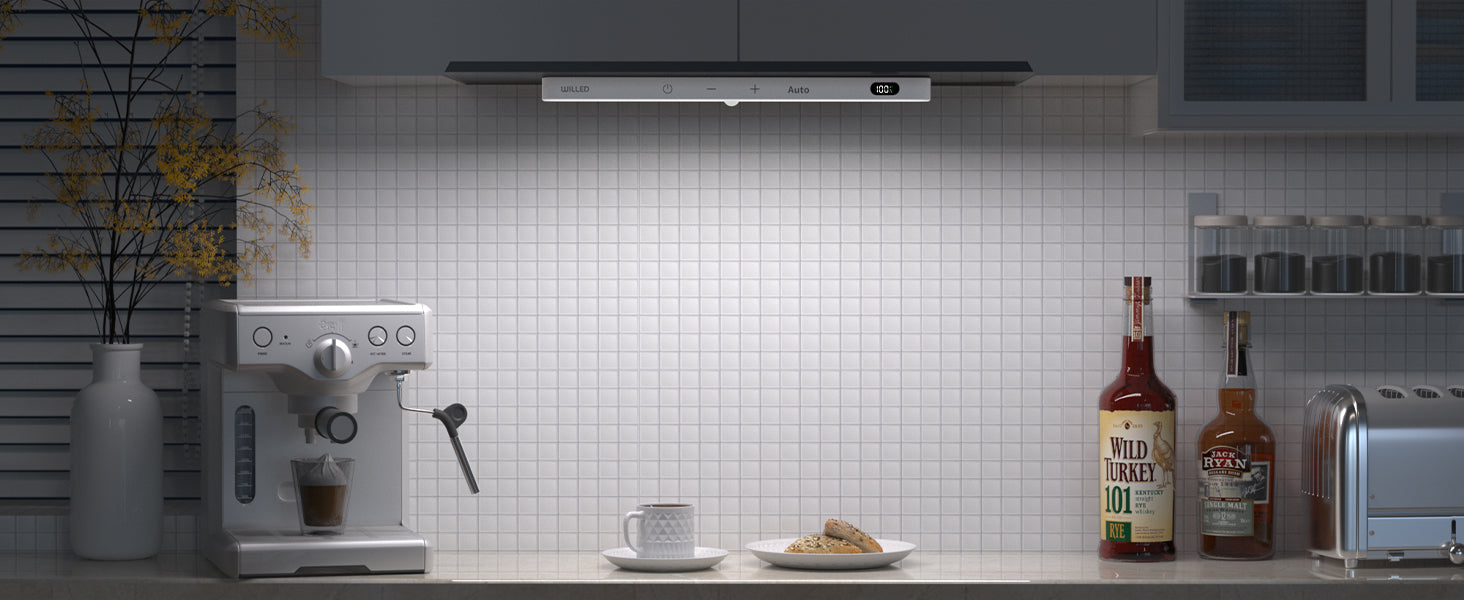 WILLED  Motion Sensor Cabinet Light Battery Display 60 LED Touch Light Bar Wireless Rechargeable Battery Night Light