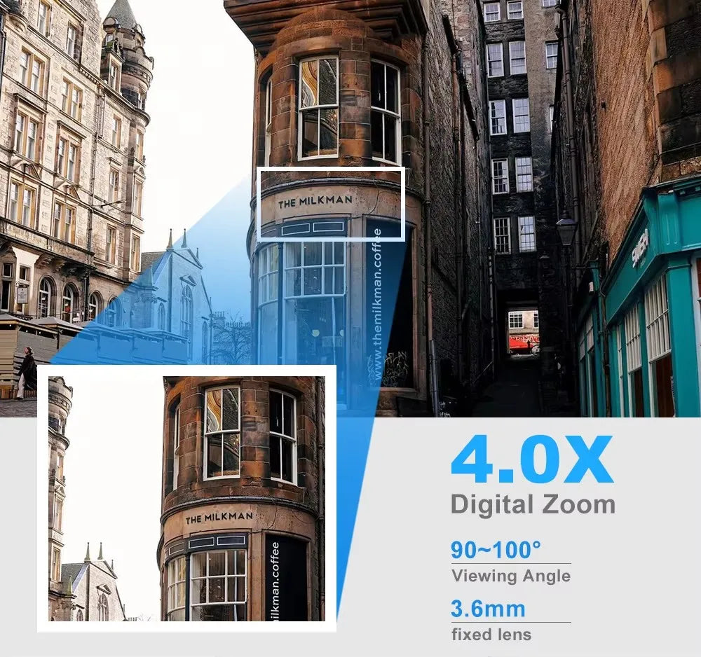 8MP Wifi IP Wireless Security Surveillance PTZ Camera 4X Zoom Cameras Tracking Two-way Audio HD Night Color Cam