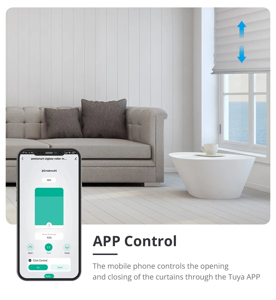 Zemismart Zigbee Roller Shade Blinds Motor for 17 25 28mm Tube Smart Electric Curtain Engine Works with Tuya Alexa Google Home