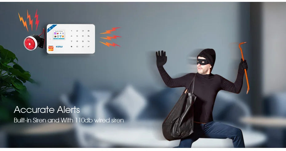 KERUI W181 Alarm System Secutrity Home WIFI GSM Alarm Tuya Smart Motion Detector Door Sensor Burglar IP Camera Work Alexa Google