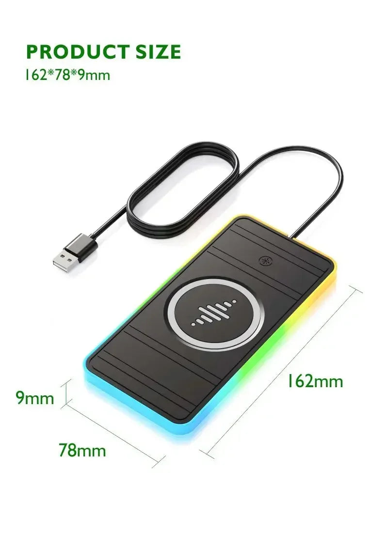 Car 100W Wireless Charger Pad ON/OFF RGB Anti Slip Base Phone Holder for iPhone 16-12 Samsung Xiaomi AirPods Pro 2 Fast Charging