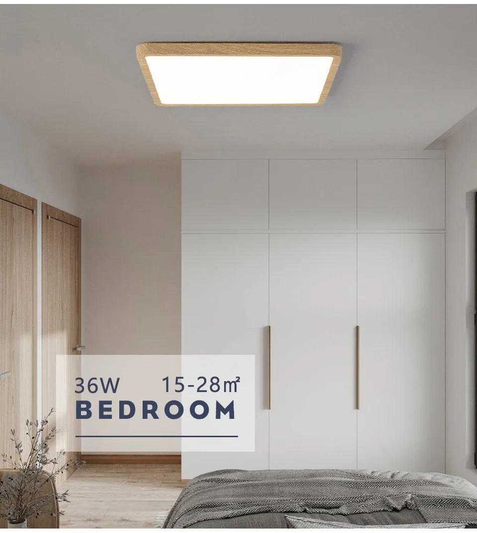 MARPOU Tuya Smart LED Ceiling Lamp Wood Grain App Voice Control Alexa/Google Remote Control Square Ceiling Lights Living Room