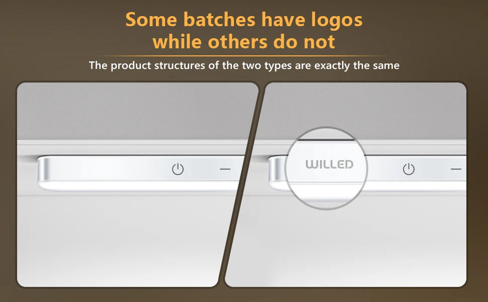 WILLED  Motion Sensor Cabinet Light Battery Display 60 LED Touch Light Bar Wireless Rechargeable Battery Night Light