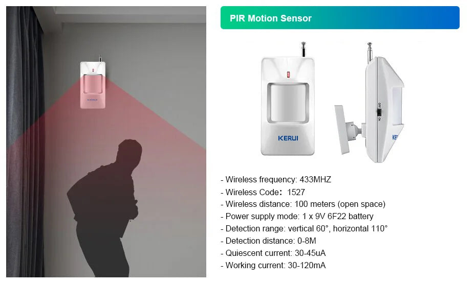 KERUI Tuya Smart WIFI Security Alarm System Kit 110dB Wireless Loud Indoor/Outdoor Siren Horn Home Burglar Motion Door Sensor