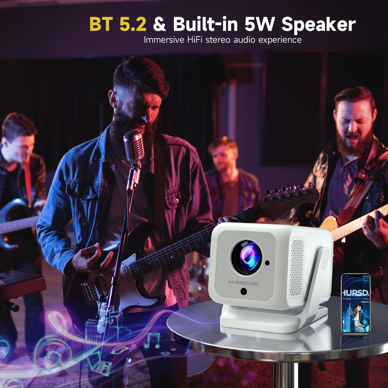 Magcubic Auto Focus 4K HD 1920*1080P 420ANSI Portable Projector Android 11 BT5.4 Built 5W HiFi Speaker For Home Theater HY310 X
