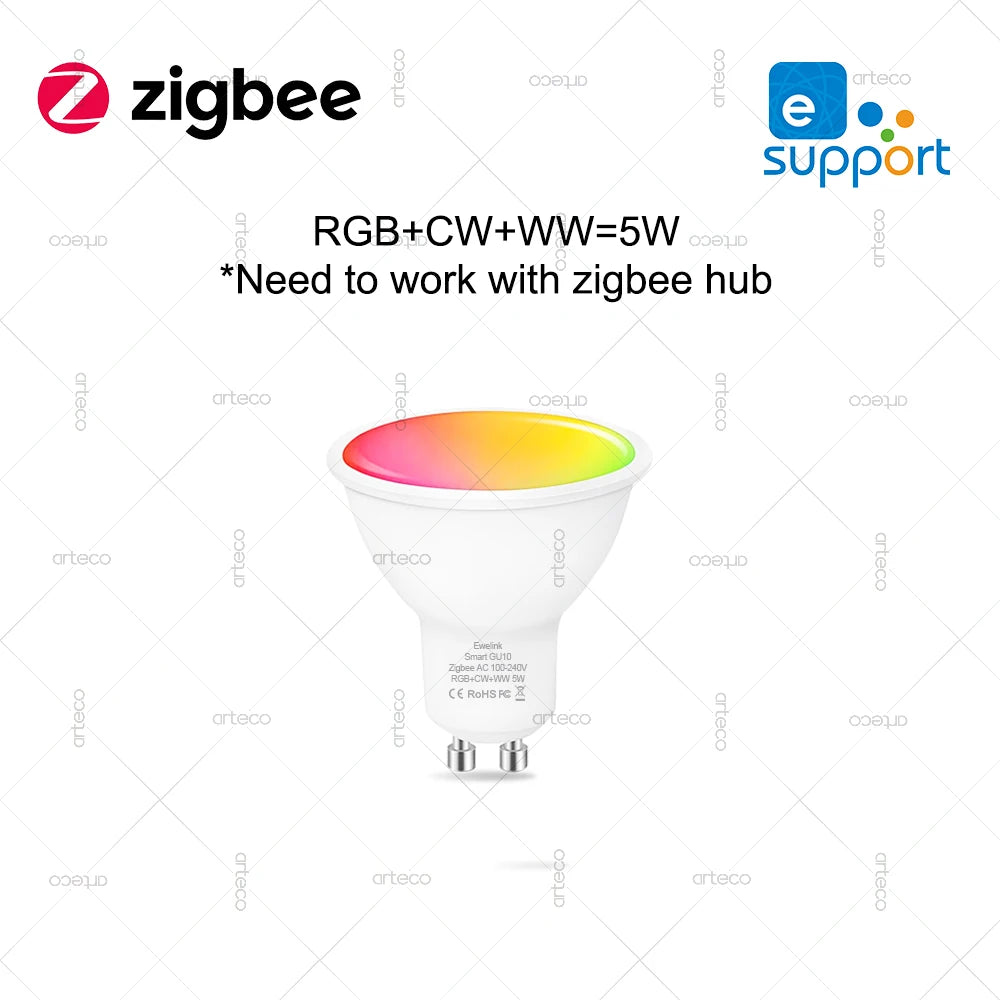 EWelink E27 E14 GU10 Smart Bulb WiFi Zigbee,Dimmable Led Light Bulb RGB CW Lamp Works With Alexa Amazon Google Home Yandex Alice