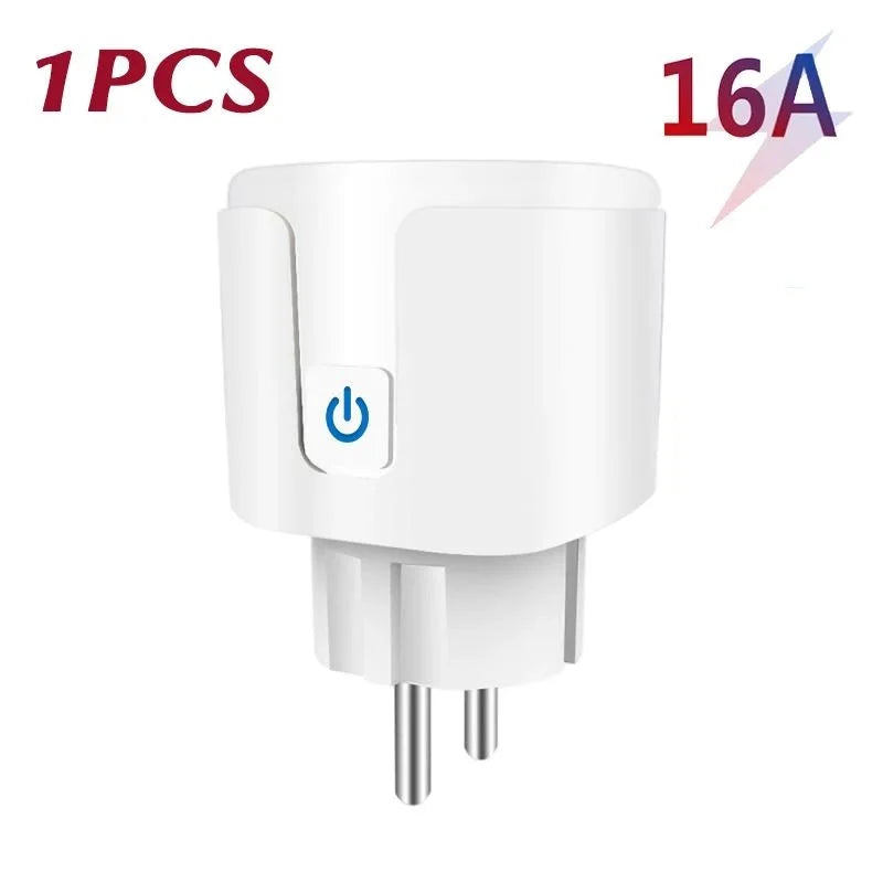 Tuya WiFi Smart Plug 16A/20A EU Smart Socket With Power Monitoring Timing Function Smart Life APP Voice Control Via Alexa Google