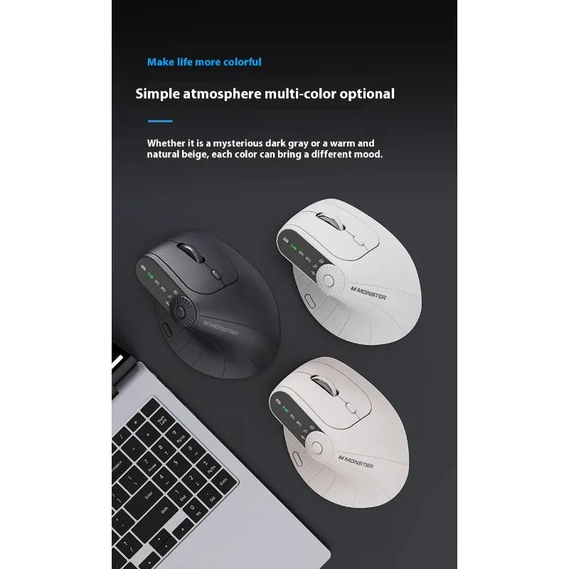 Monster M2 PRO MAX Gaming Mouse Rechargeable Dual Mode DPI Lightweight Custom & Comfortable Ergonomic Vertical Wireless Mouse
