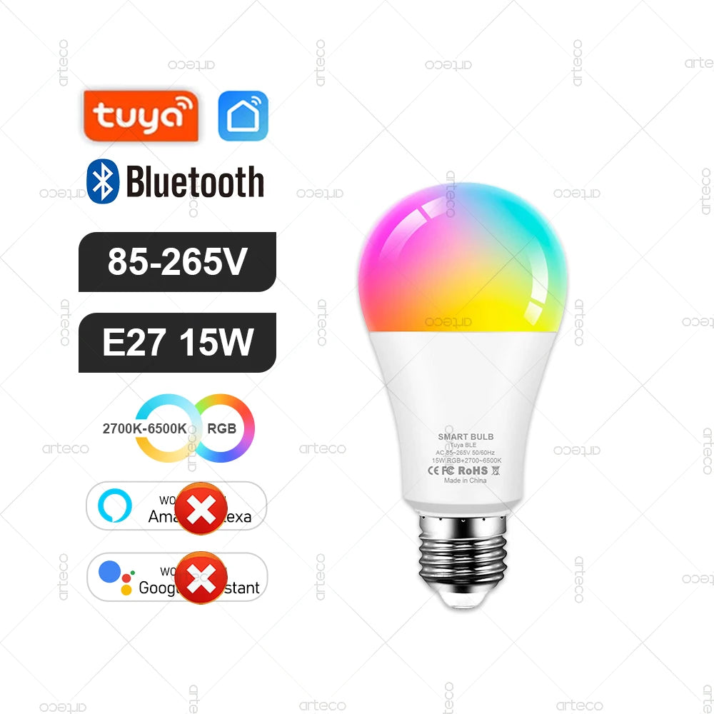 Tuya E27 GU10 E14 Bulb WiFi Zigbee Bluetooth,Dimmable Smart LED Lamp 2700-6500K RGBCW,LED Light Bulb Work With Alexa Google Home