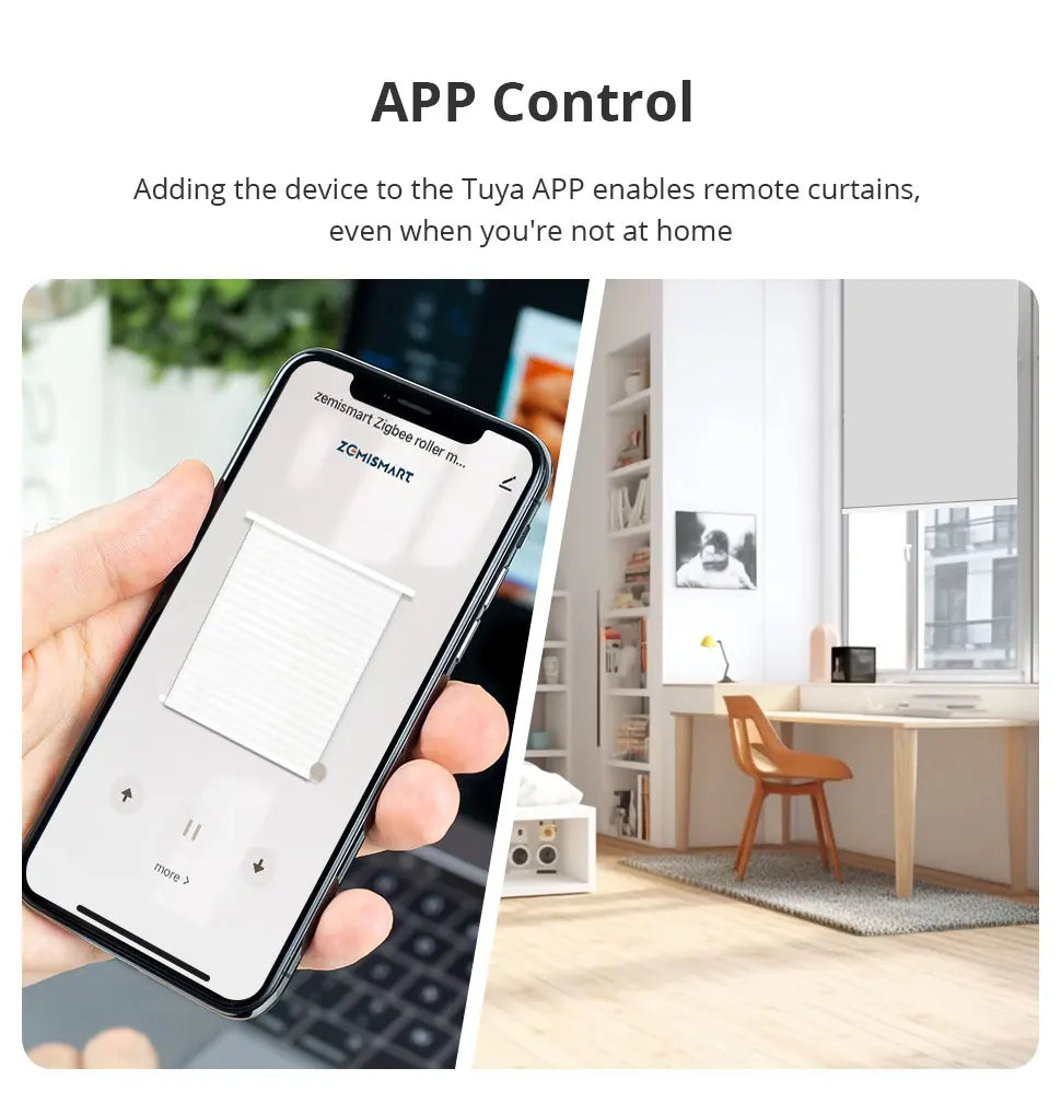Zemismart Zigbee Roller Shade Blinds Motor for 17 25 28mm Tube Smart Electric Curtain Engine Works with Tuya Alexa Google Home