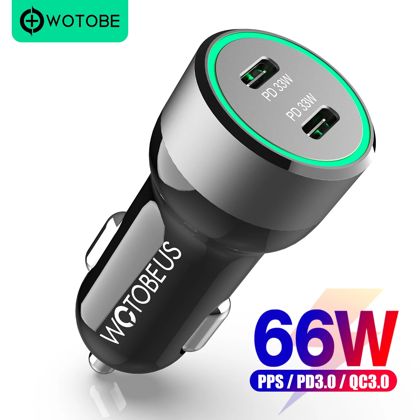 66W USB C PD PPS Dual-port Car Charger Fast Charging Station PD30W 27W 18W QC3 for iPhone 16,iPad,Samsung,Tablet,phone