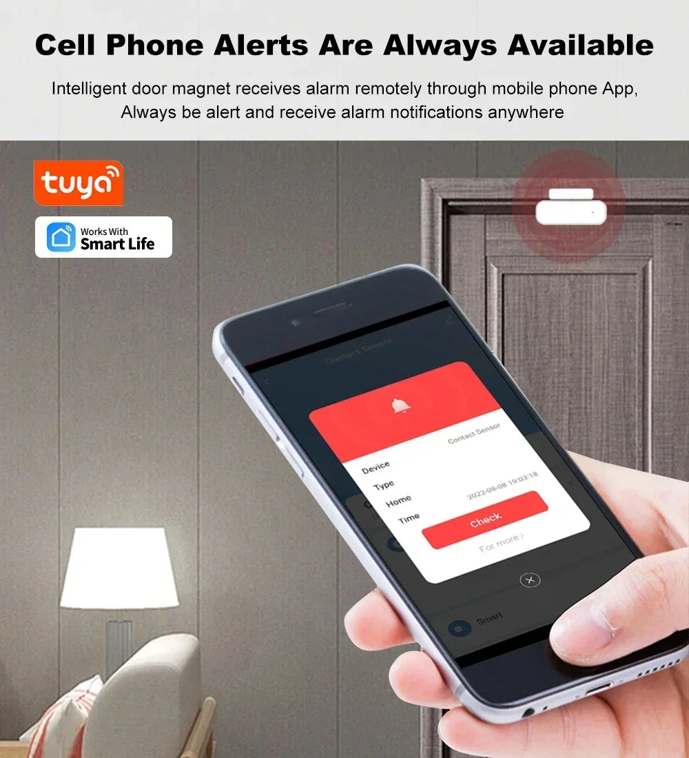 Tuya Zigbee Smart Door Sensor Window Door Open Closed Detectors Smart Home Security Alarm System Voice Control Via Alexa Google