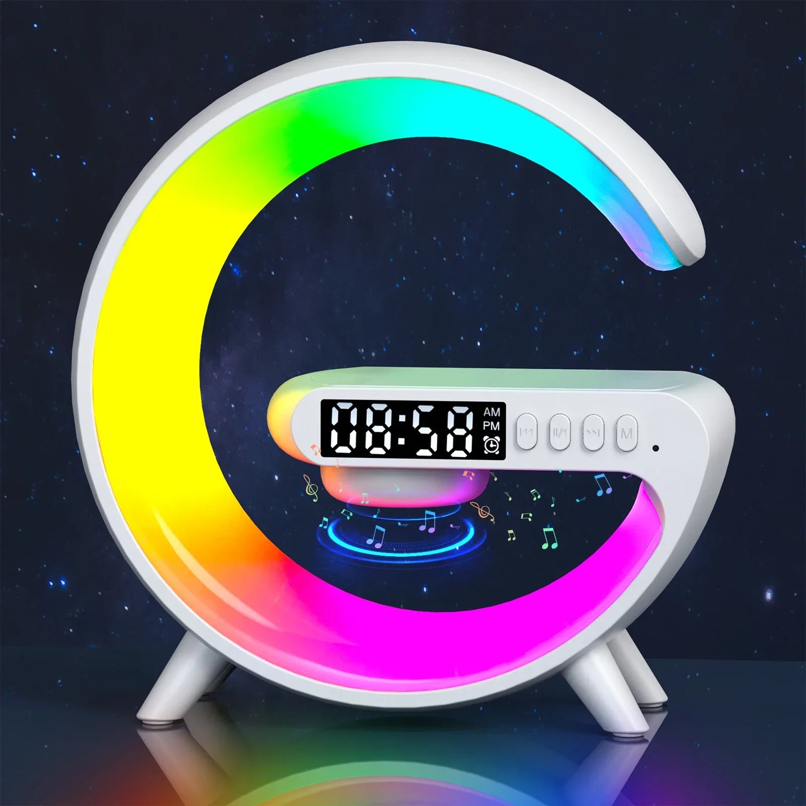 Original Wireless Charger Pad Bluetooth Speaker RGB Night Wake Up Light Handsfree Call Fast Charging Station For iPhone Samsung