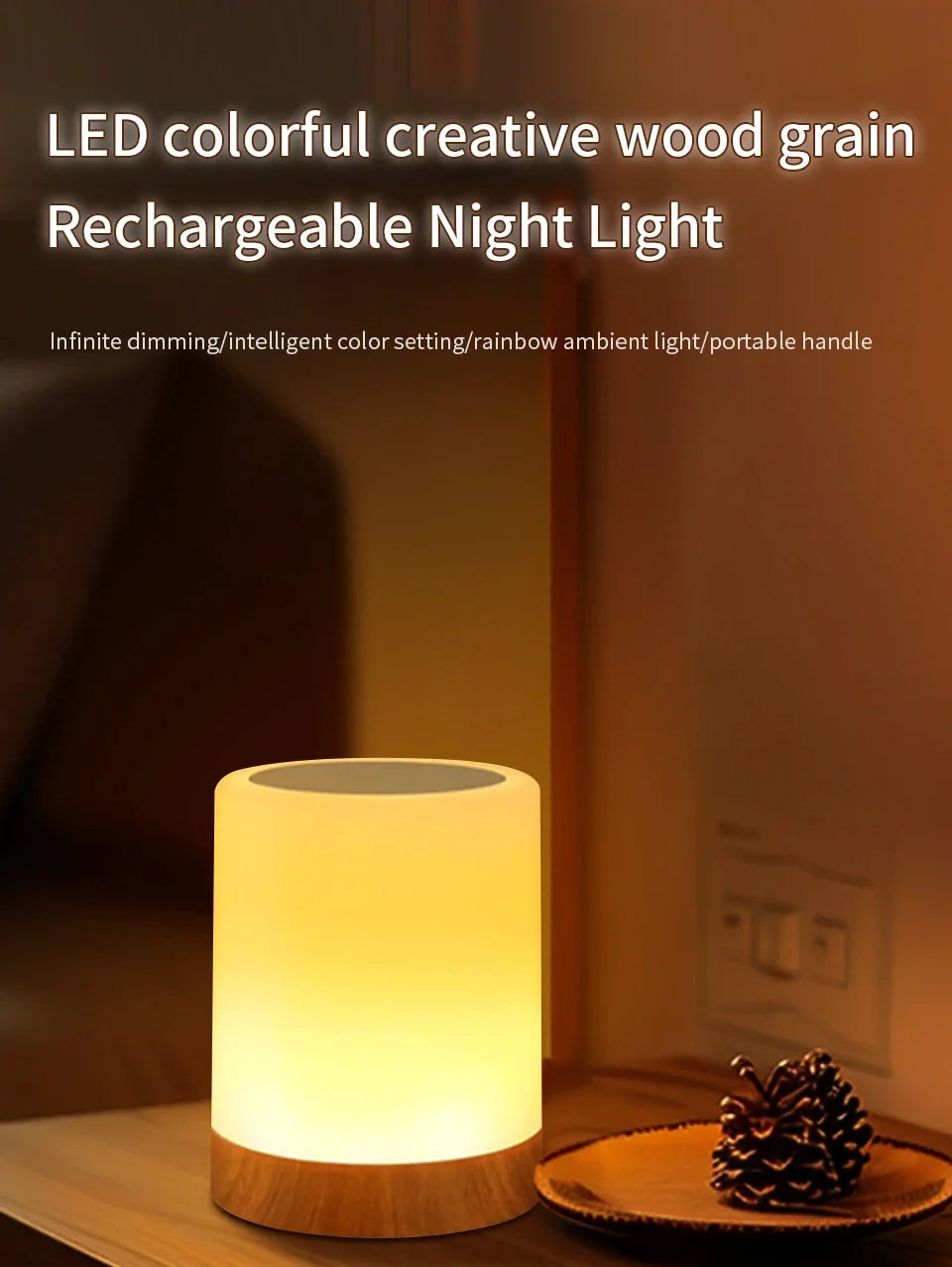 Touch Bedside Table Lamp RGB USB Rechargeable Night Light NightStand Desk Lamp Bedroom Decoration Kids Gift Dining Table Light