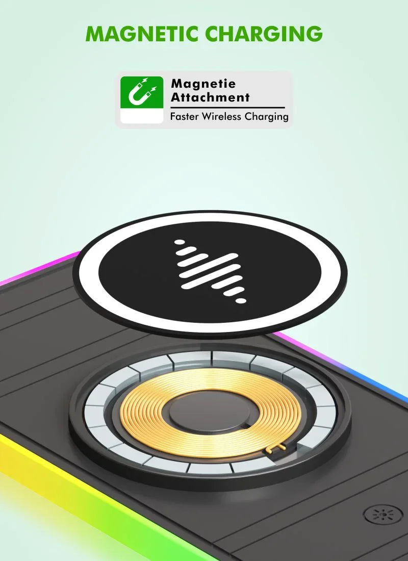 30W Magnetic Car Wireless Charger Pad RGB Light Non-Slip Car Charger for iPhone 17 16 Samsung Xiaomi Airprods Fast Charging