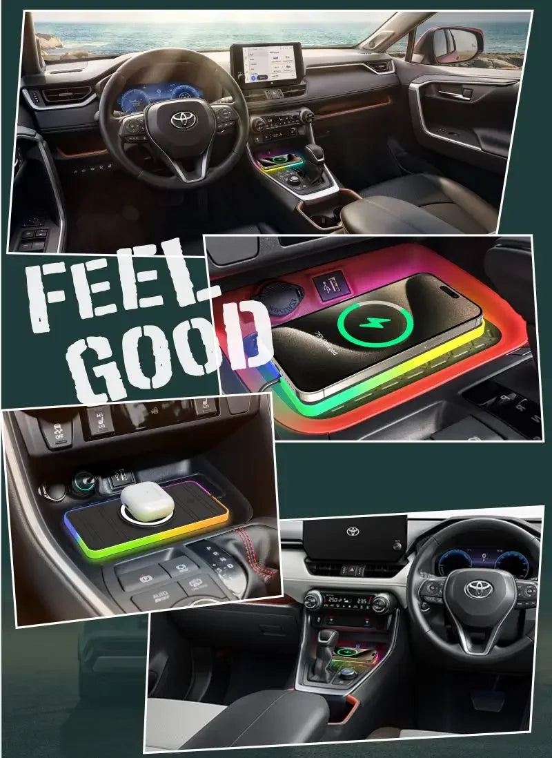 30W Magnetic Car Wireless Charger Pad RGB Light Non-Slip Car Charger for iPhone 17 16 Samsung Xiaomi Airprods Fast Charging
