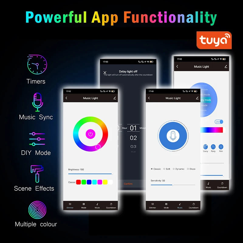 WIFI Smart RGB Light Bar for Google Home TV Background PC Holiday Esports Desktop Decoration Lamp Mirror Music Desktop Lighting