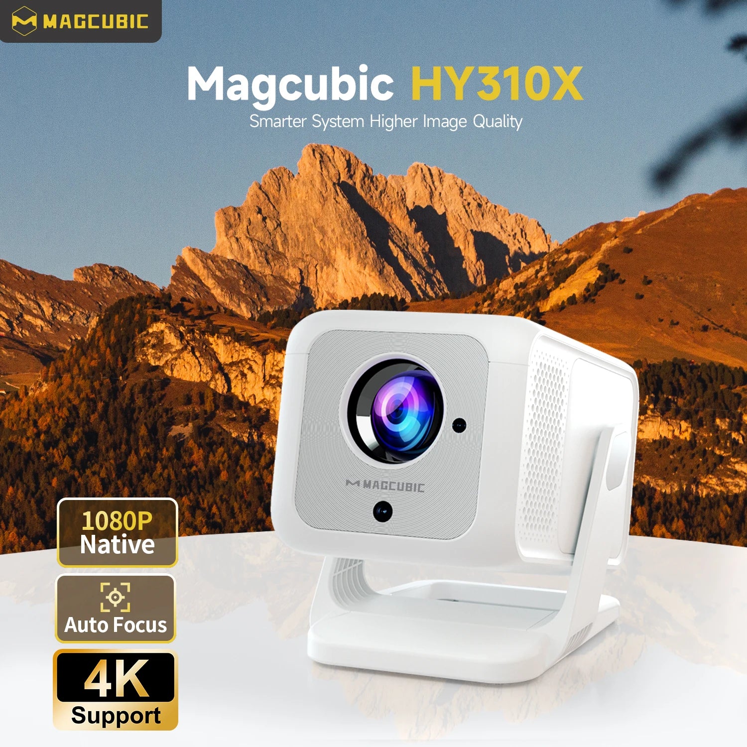 Magcubic Auto Focus 4K HD 1920*1080P 420ANSI Portable Projector Android 11 BT5.4 Built 5W HiFi Speaker For Home Theater HY310 X