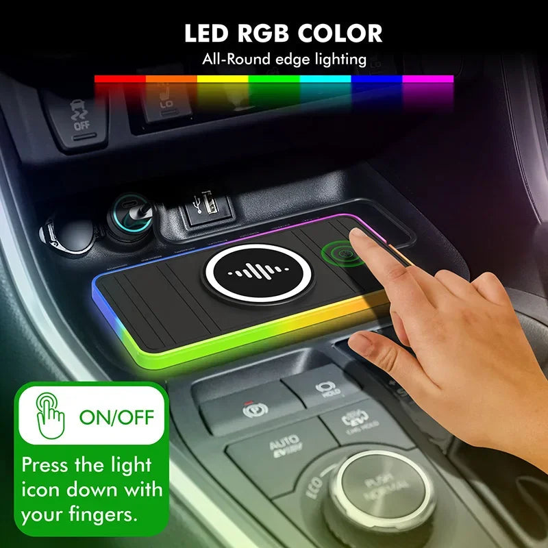 30W Magnetic Car Wireless Charger Pad RGB Light Non-Slip Car Charger for iPhone 17 16 Samsung Xiaomi Airprods Fast Charging