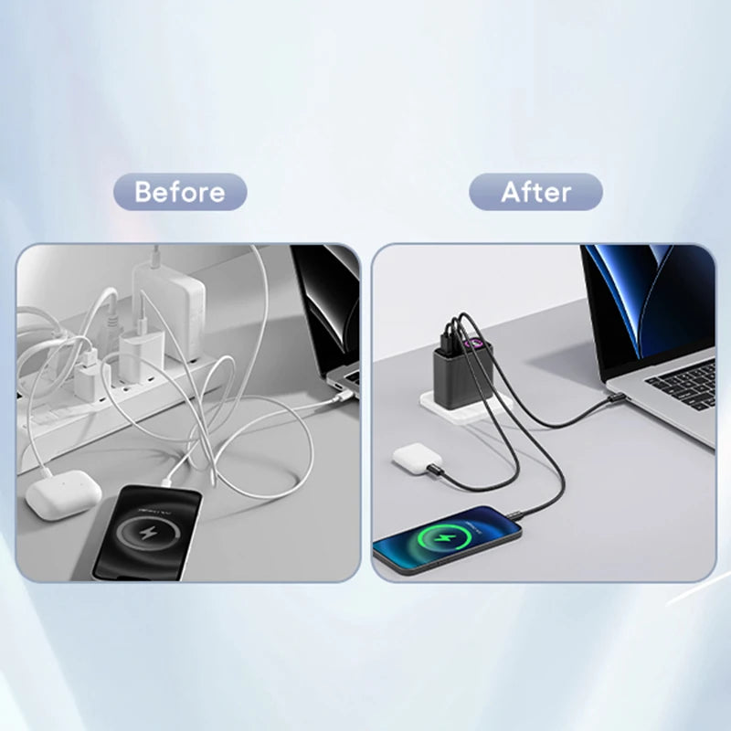 140W GaN USB-C Wall Charger 3-Port Power Meter,PD3.1 140W PD100W PPS 65W 45W QC5 for MacBook Pro iPhone 17 16 Galaxy S25