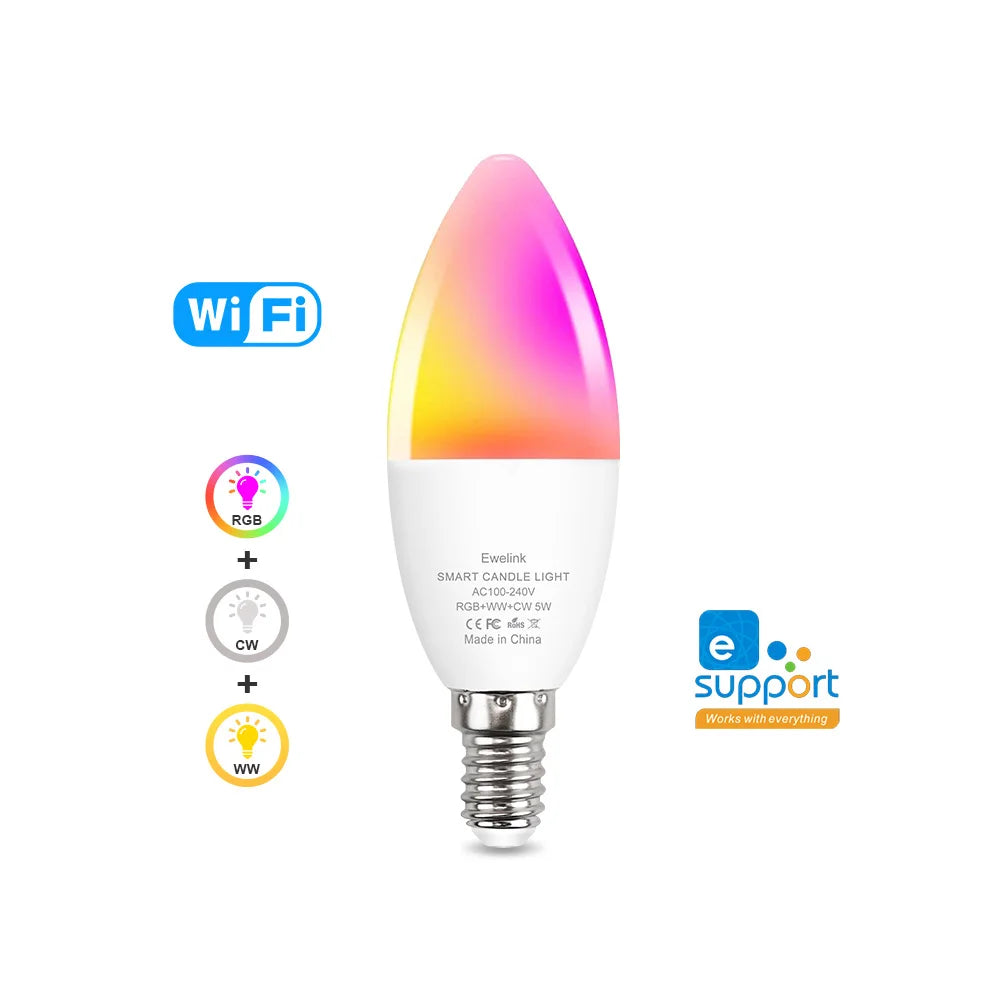 Ewelink E14 Smart Wifi Led Light Bulb Zigbee RGBCW Candle Lamp Works With Alexa Amazon Google Home Yandex Alice Smartthings