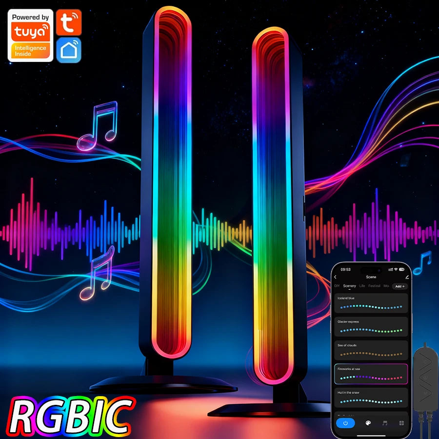 WIFI Smart RGB Light Bar for Google Home TV Background PC Holiday Esports Desktop Decoration Lamp Mirror Music Desktop Lighting