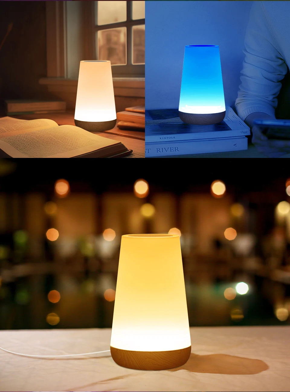 Tuya WiFi Smart Table Lamp Dimmable App Voice Control Desk Lamp RGB Touch Lamps Bedroom Night Light Work with Alexa Google Home
