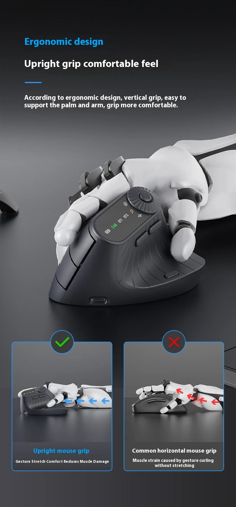 Monster M2 PRO MAX Gaming Mouse Rechargeable Dual Mode DPI Lightweight Custom & Comfortable Ergonomic Vertical Wireless Mouse