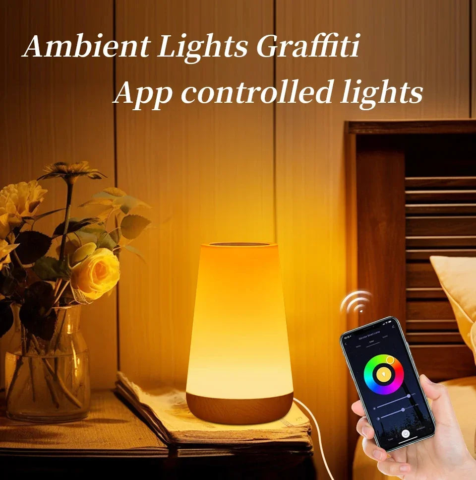 Tuya Wifi LED Smart Night Lights Dimmable Touch Table Lamp RGB Table Bedside Lamp Voice APP Control Google Home Alexa Smartlife