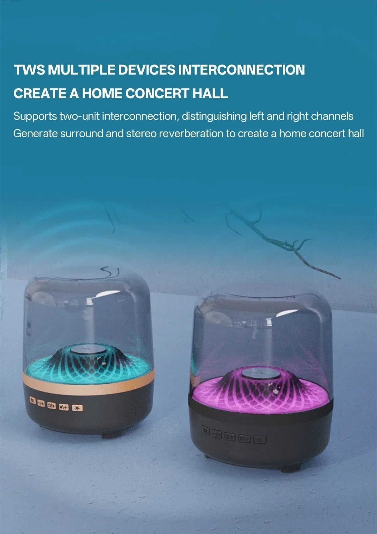 Portable Wireless Soundbar Bluetooth 5.3 Home Theater Speaker Subwoofer Hi-Fi Acoustic Breathing Lamp for Android IOS