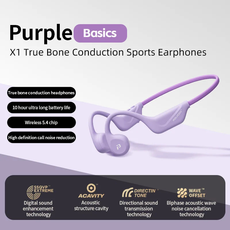POLVCDG X1 Bone Conduction Cycling Earphones 32GB Memory Bluetooth 5.4 Open Running Headset Sports Technology 2025 Model