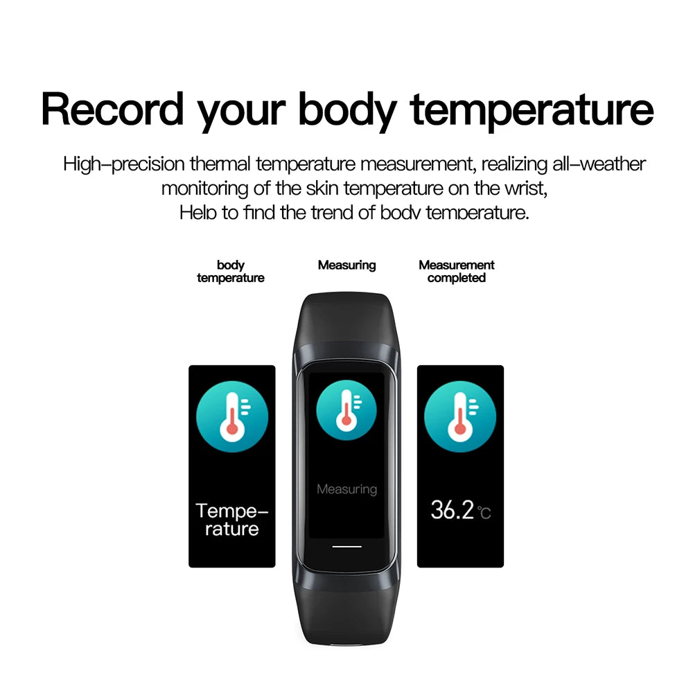 AMOLED Smartwatch Body Temperature Monitor Fitness Clock Sports 3ATM Waterproof Men Smart Watch Band for Women IOS Android 2025
