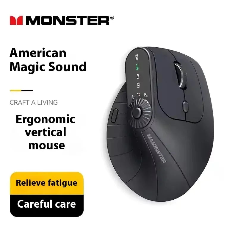 Monster M2 PRO MAX Gaming Mouse Rechargeable Dual Mode DPI Lightweight Custom & Comfortable Ergonomic Vertical Wireless Mouse