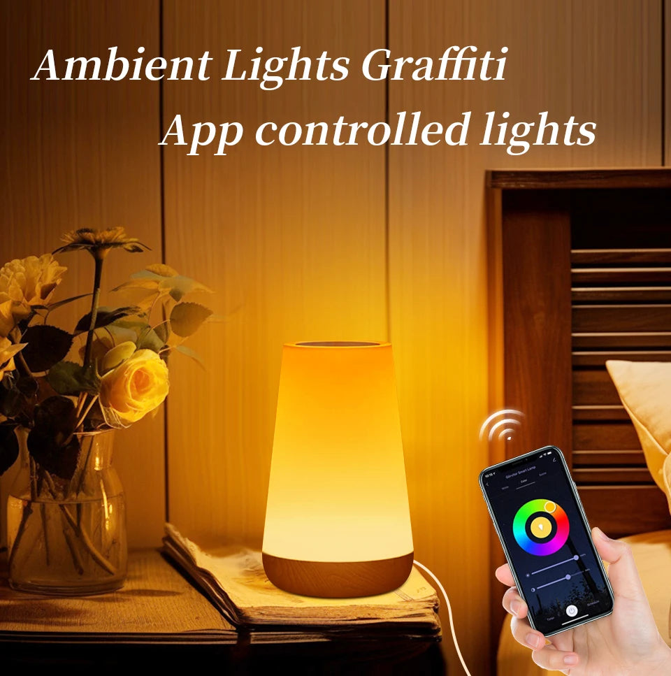 Tuya WiFi Smart Table Lamp Dimmable App Voice Control Desk Lamp RGB Touch Lamps Bedroom Night Light Work with Alexa Google Home
