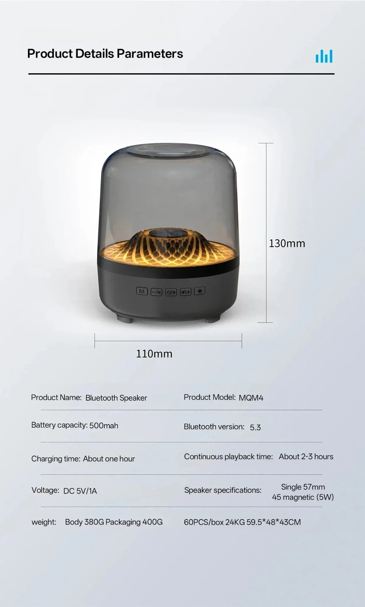 Portable Wireless Soundbar Bluetooth 5.3 Home Theater Speaker Subwoofer Hi-Fi Acoustic Breathing Lamp for Android IOS