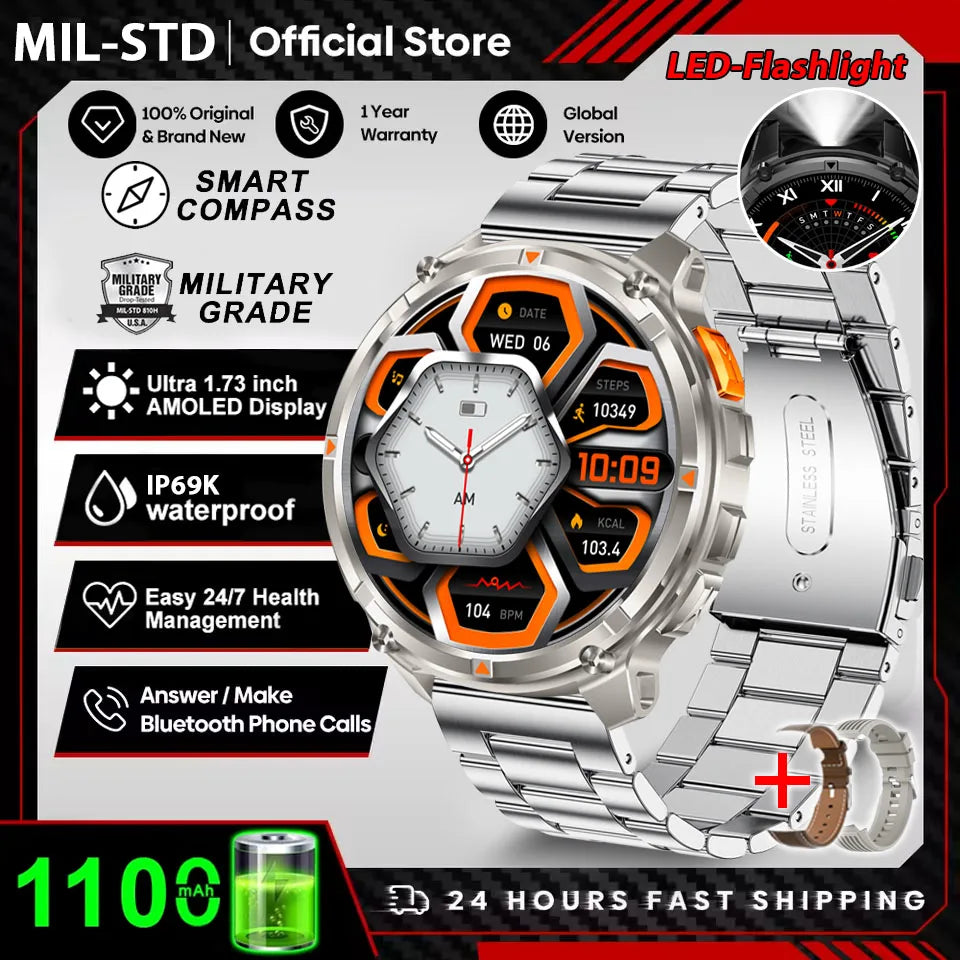 2026 New T-Rex3 Pro 1100mAh Battery Smart Watch GPS path 5ATM Waterproof Sports Run tracker Outdoors Compass Military Smartwatch