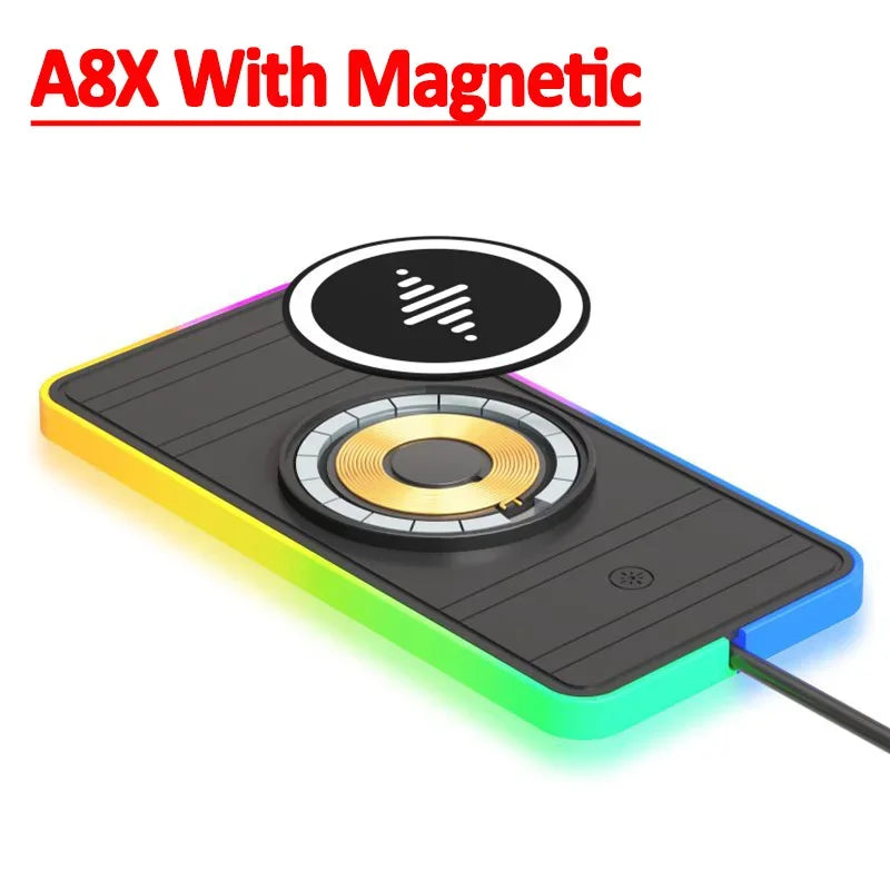 30W Magnetic Car Wireless Charger Pad RGB Light Non-Slip Car Charger for iPhone 17 16 Samsung Xiaomi Airprods Fast Charging