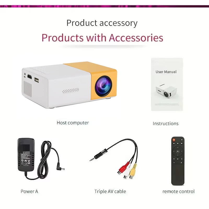 Ultra high definition projector for home bedroom wall projection, home cinema with mobile phone screen projection, TV office