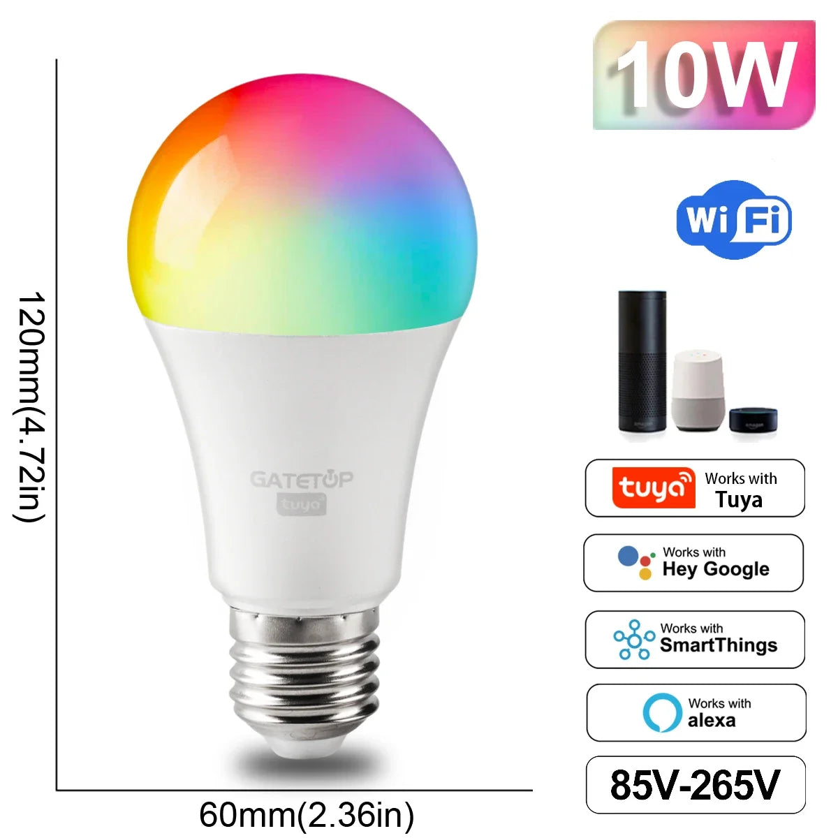 Dimmable Tuya Rgb Smart Bulb Gu10 C37 A60 T37 E14 E27 B22 Light Wifi Led Magic Lamp AC85V-265V Work With Alexa Google Home