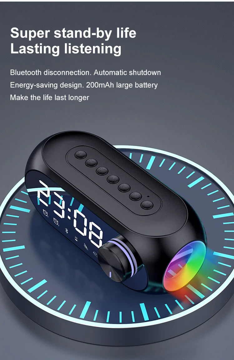 Alarm Clock Radio FM Bluetooth Speaker Portable Subwoofer Caixa De Som Sound Box Music Wireless Mini Woofers Bocina Lamp Column