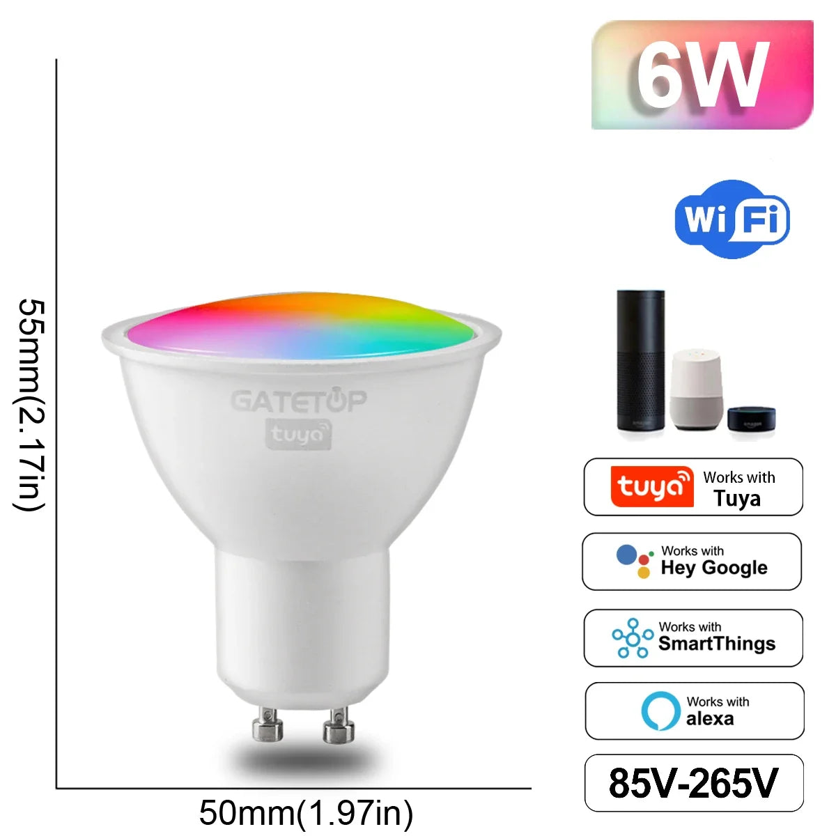 Dimmable Tuya Rgb Smart Bulb Gu10 C37 A60 T37 E14 E27 B22 Light Wifi Led Magic Lamp AC85V-265V Work With Alexa Google Home