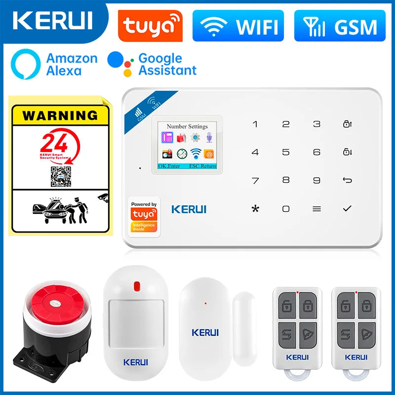 KERUI W181 Alarm System Secutrity Home WIFI GSM Alarm Tuya Smart Motion Detector Door Sensor Burglar IP Camera Work Alexa Google