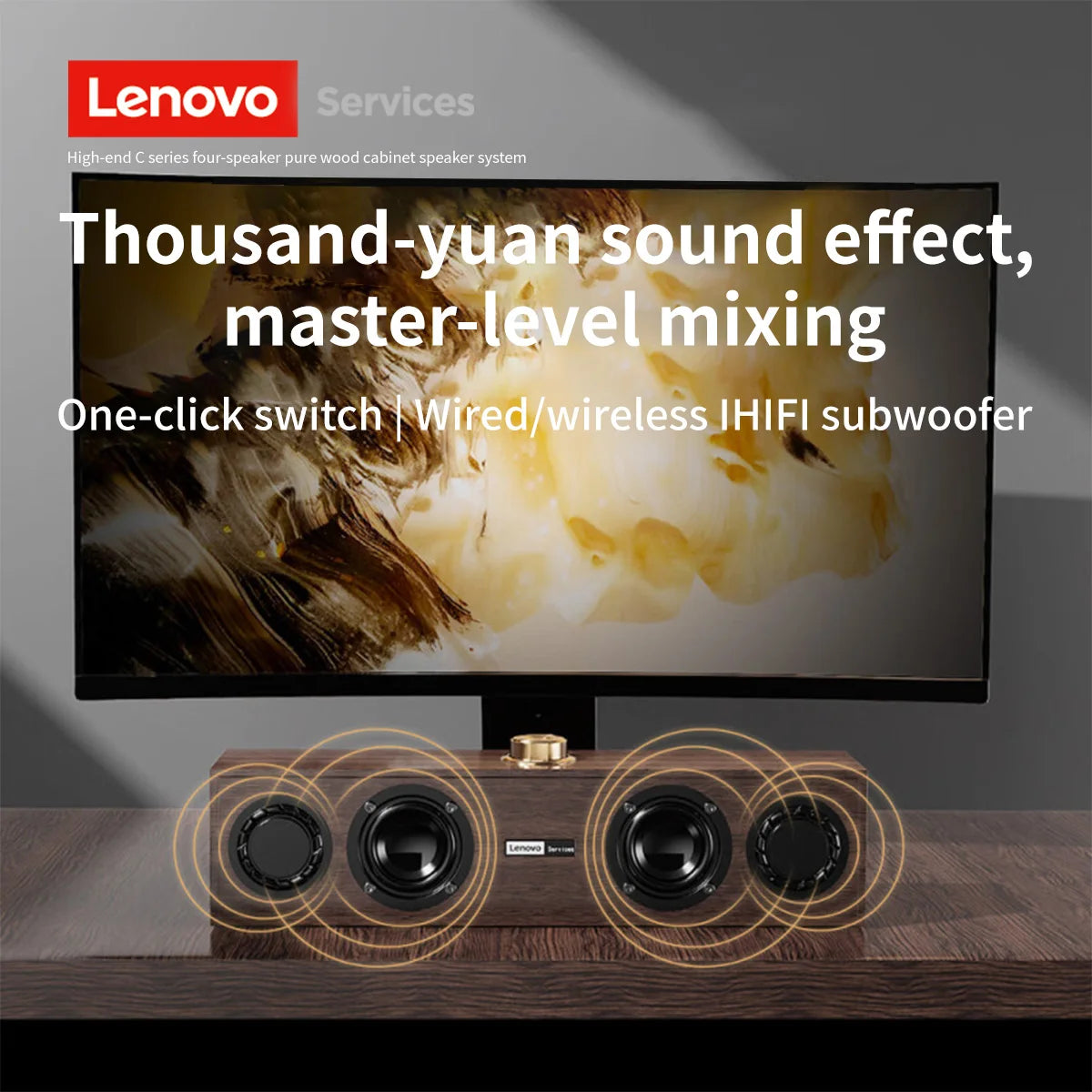 Lenovo C02 Multimedia Speaker Bluetooth Speaker Wired/Bluetooth Dual-Mode Speaker Retro Speaker Universal for Tv, Computer, and Mobile Phone Subwoofer