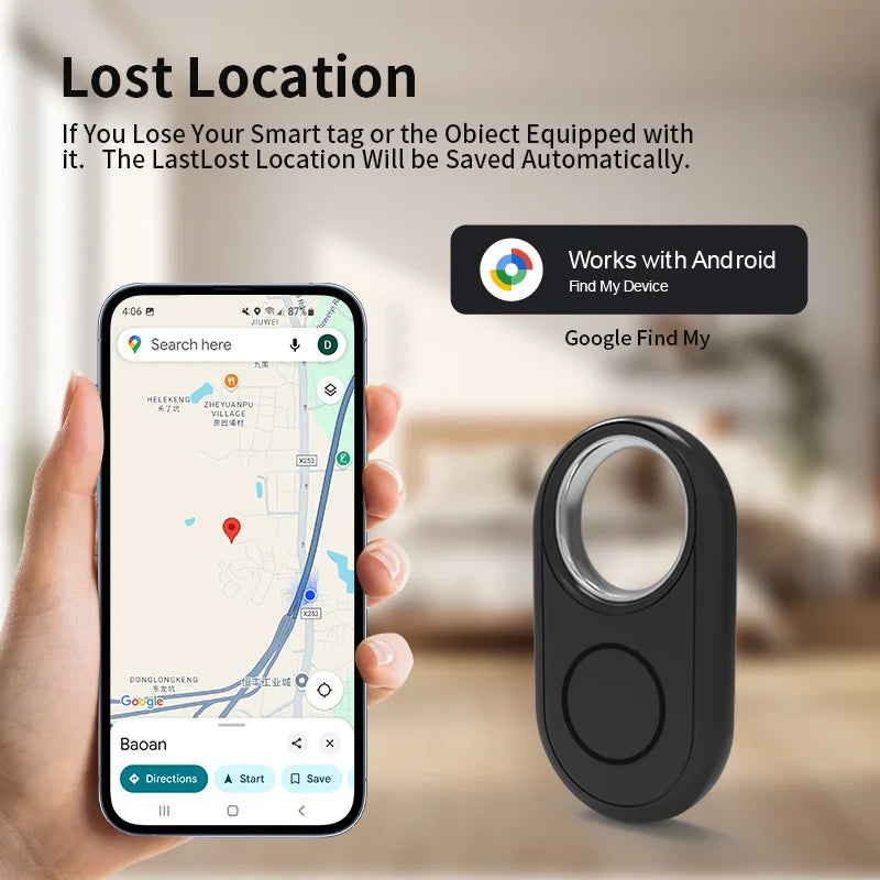 GPS Tracker for Samsung Xiaomi Android Work with Google Find Hub Bluetooth Locator Finder Global Positioning Anti-lost Smart Tag