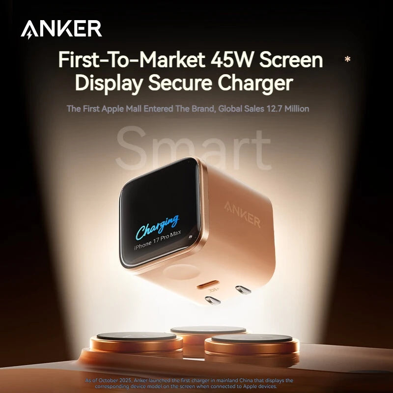 Anker Nano Smart 45W Type C Charger Fast Charging Compact and Foldable Plug USB C Charger Block for iphone 17 and more
