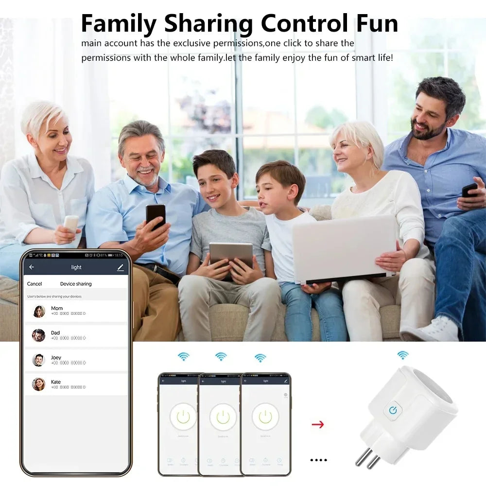 1PCS Zigbee 3.0 WiFi Smart Plug EU Socket Timer Adaptor Outlet 16A/20A Power Monitor APP Voice Control Tuya Alexa Google Alice