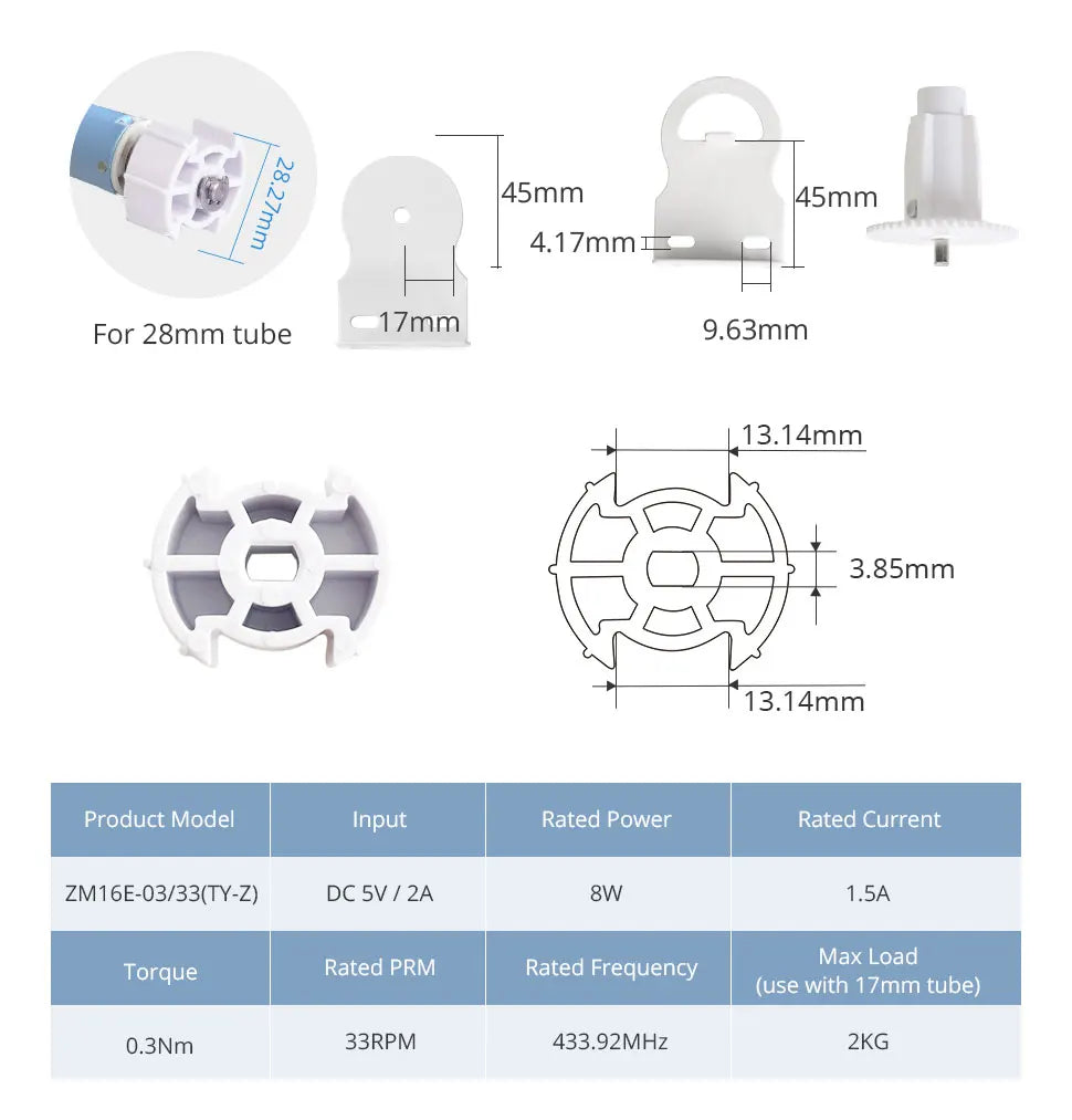 Zemismart Zigbee Roller Shade Blinds Motor for 17 25 28mm Tube Smart Electric Curtain Engine Works with Tuya Alexa Google Home