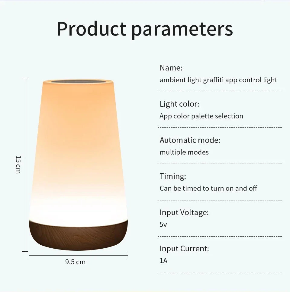 Tuya Wifi LED Smart Night Lights Dimmable Touch Table Lamp RGB Table Bedside Lamp Voice APP Control Google Home Alexa Smartlife