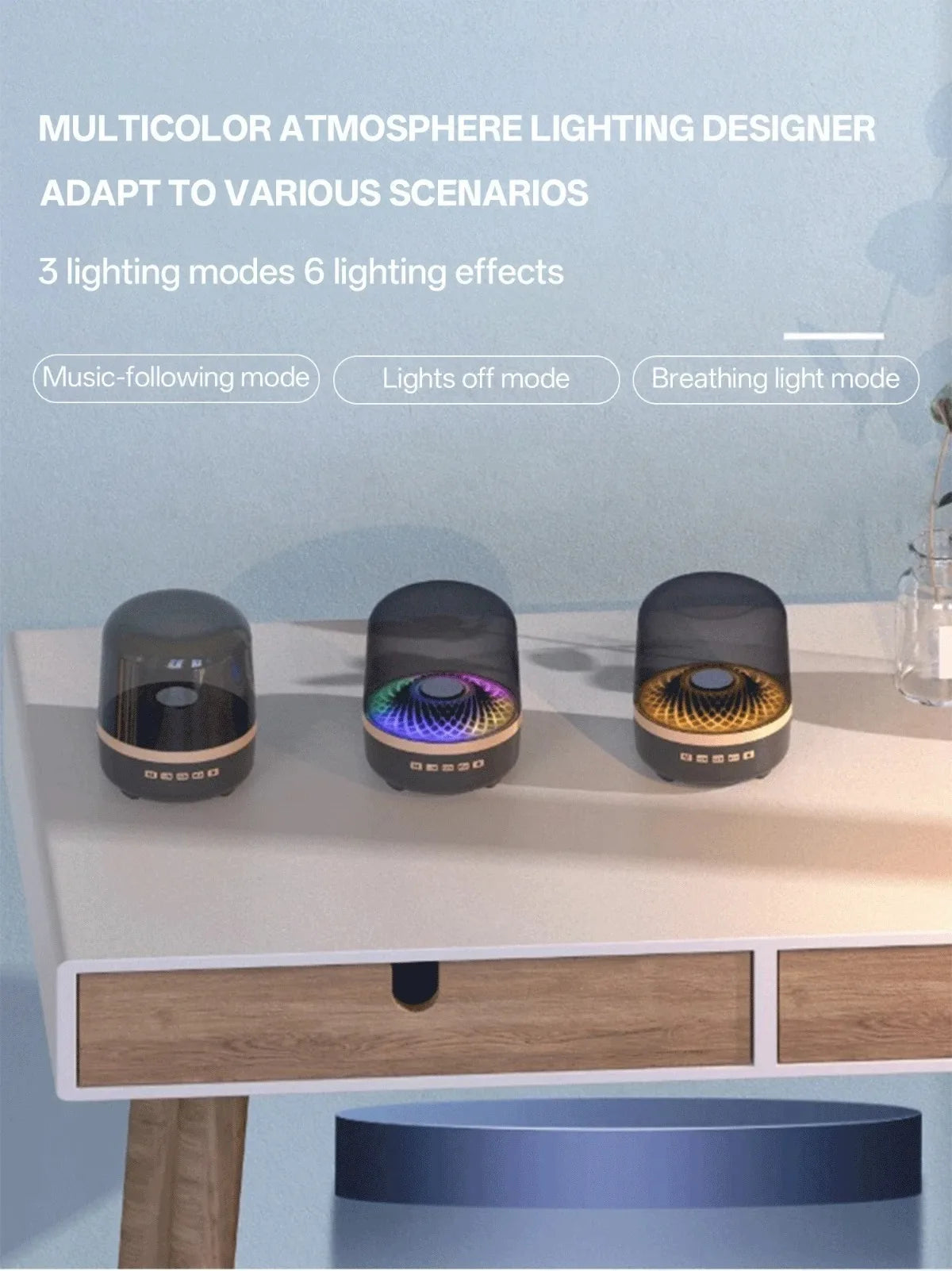 Portable Wireless Soundbar Bluetooth 5.3 Home Theater Speaker Subwoofer Hi-Fi Acoustic Breathing Lamp for Android IOS